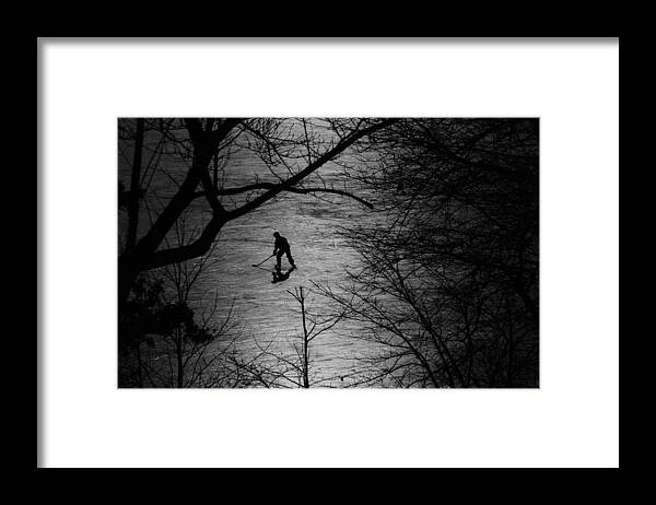 Hockey Framed Print featuring the photograph Hockey Silhouette by Andrew Fare