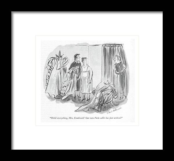 108604 Hho Helen E. Hokinson Framed Print featuring the drawing Hold Everything by Helen E Hokinson