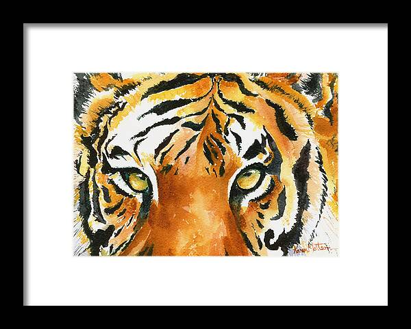 Tiger Framed Print featuring the painting Hold That Tiger by Karen Mattson