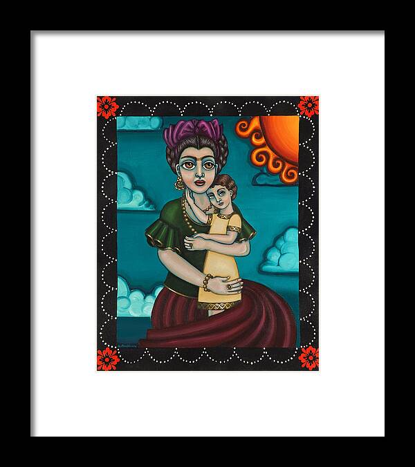 Folk Art Framed Print featuring the painting Holding Diegito by Victoria De Almeida