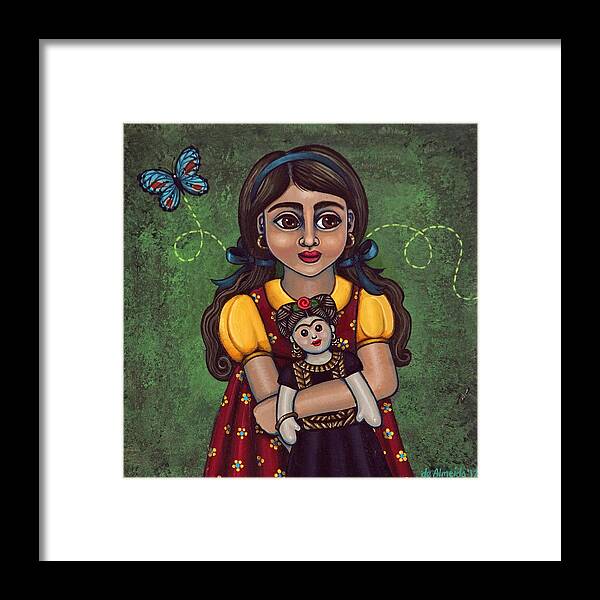 Frida Framed Print featuring the painting Holding Frida by Victoria De Almeida