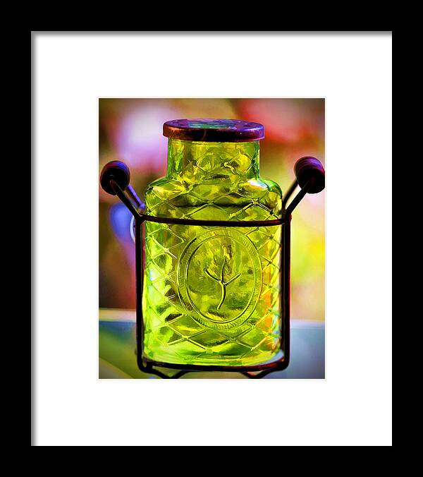 Green Jar Framed Print featuring the photograph Holding Spring by Jaki Miller