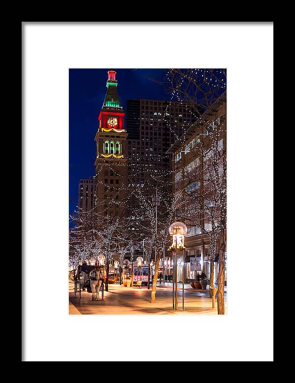 16th Street Mall Framed Print featuring the photograph Holiday Carriage Ride by Teri Virbickis
