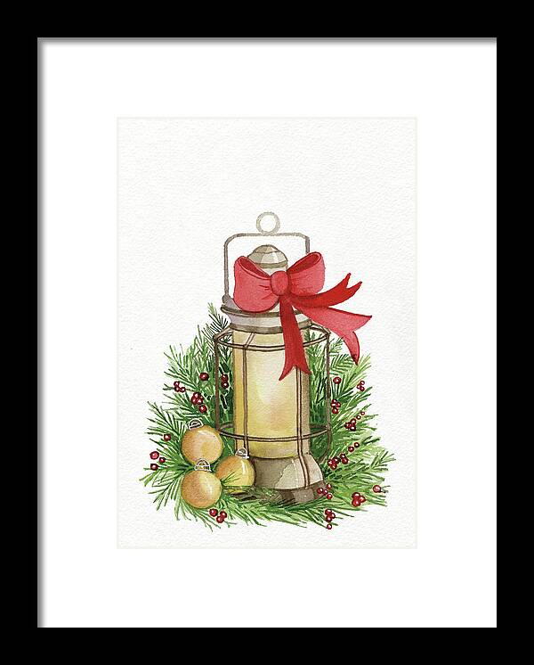 Berries Framed Print featuring the painting Holiday Lantern II by Kathleen Parr Mckenna