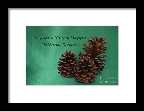 Pine Cones Framed Print featuring the photograph Holiday Pine Cones by Mary Deal