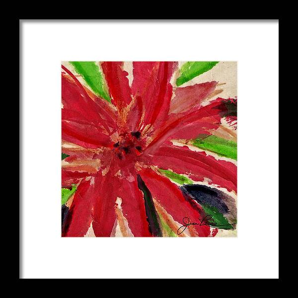 Floral Framed Print featuring the painting Holiday Red Flower by Joan Reese