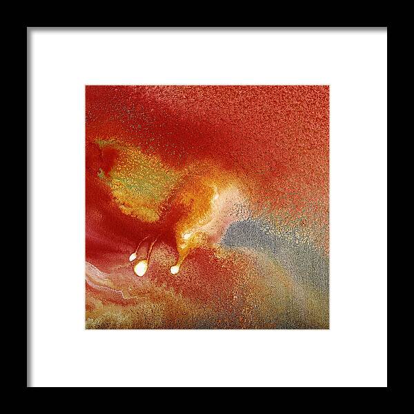 Silver Framed Print featuring the painting Holiday - Red Silver Gold Abstract Art by kRedart by Serg Wiaderny
