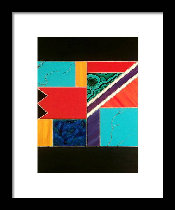 Abstract Framed Print featuring the painting Homage to Inlay #1 by Karyn Robinson