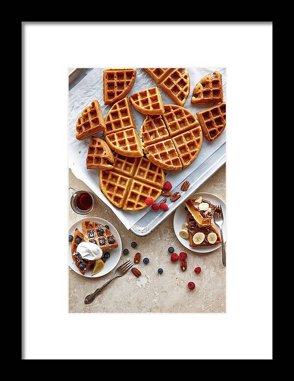 Pecan Framed Print featuring the photograph Homemade Waffles by Lew Robertson
