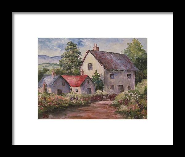 Farmhouses Framed Print featuring the painting Homestead by Megan Walsh