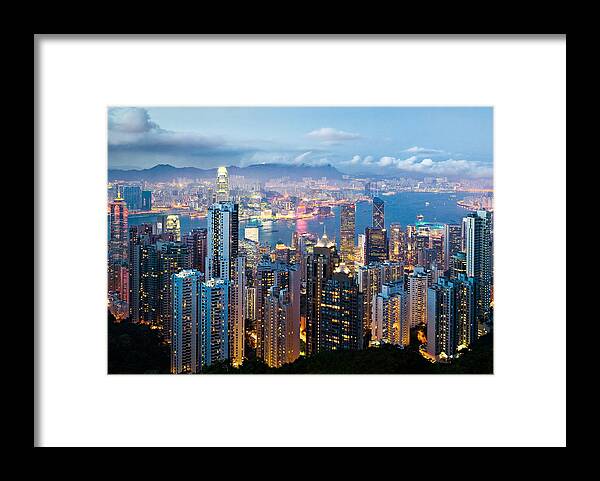 Hong Kong Framed Print featuring the photograph Hong Kong at Dusk by Dave Bowman
