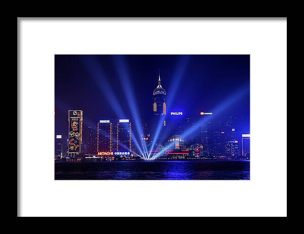 Hong Kong Harbor At Night - Jos Carlos Fernandes De Andrade Framed Print featuring the photograph Hong Kong Harbor at Night by Jose Carlos Fernandes De Andrade