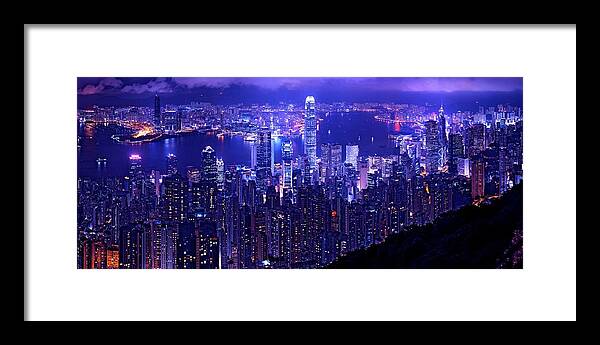 Hong Kong Prints Framed Print featuring the photograph Hong Kong In Purple by Monique Wegmueller