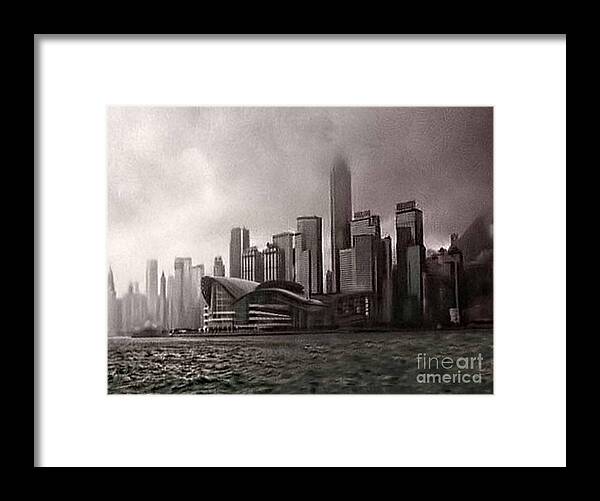 Black And White Framed Print featuring the photograph Hong Kong rain 5 by Tom Prendergast