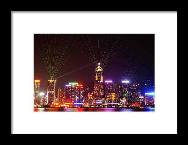 Laser Framed Print featuring the photograph Hongkong A Symphony Of Lights by @hapidayss