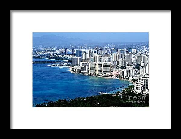 Honolulu Framed Print featuring the photograph Honolulu and Waikiki from Diamond Head by Mary Deal