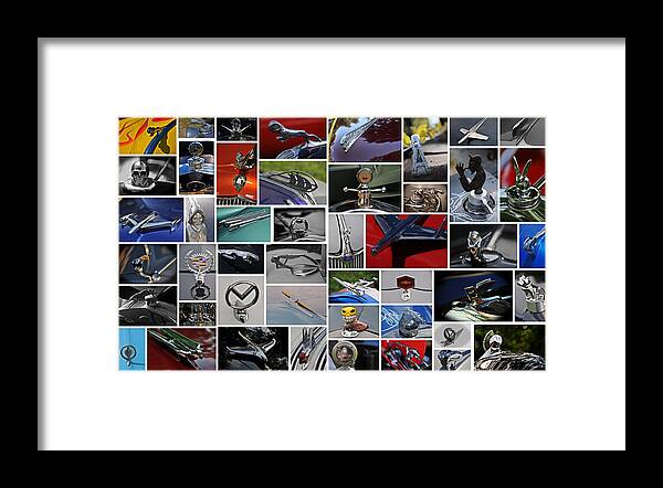 Cars Framed Print featuring the photograph Hood Ornament Collage by Mike Martin