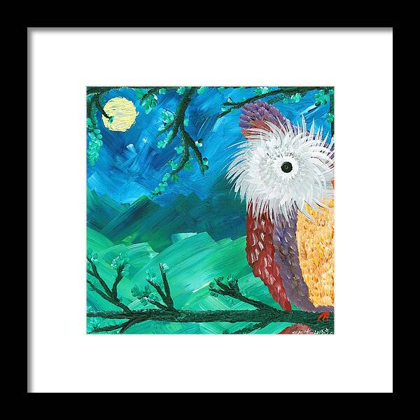 Owls Framed Print featuring the painting Hoolandia Half-a-Hoot 01 by MiMi Stirn