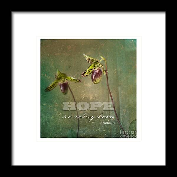 Quotes Framed Print featuring the photograph Hope Is by Sally Simon