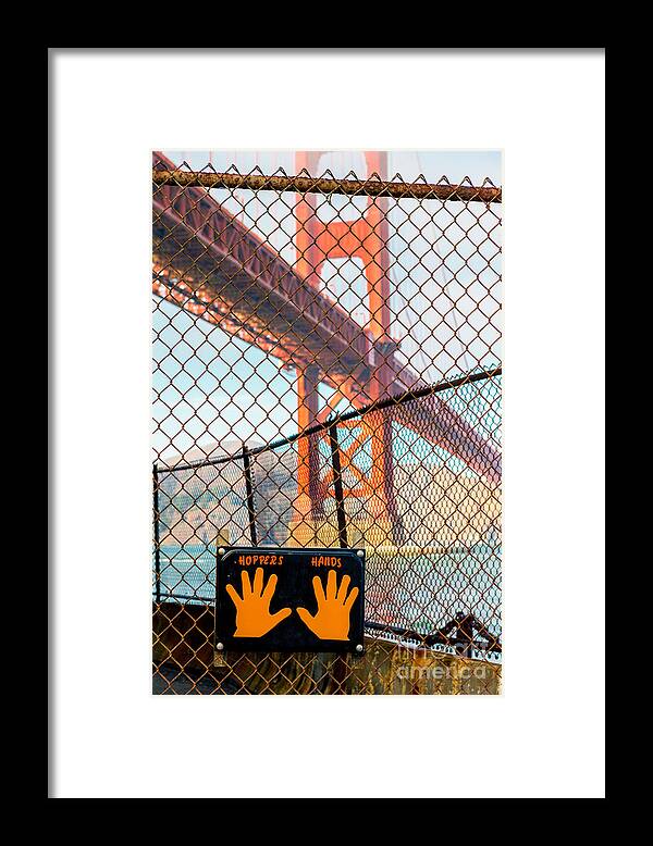 Golden Gate Bridge Framed Print featuring the photograph Hoppers Hands by Jerry Fornarotto