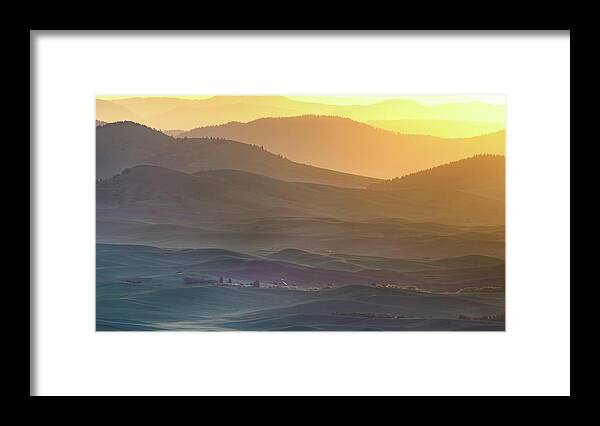 Sunrise Framed Print featuring the photograph Horizon Profile Of Palouse by ??? / Austin