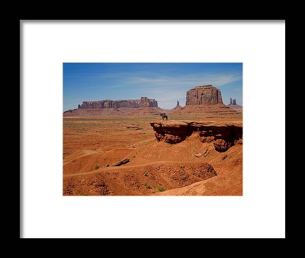 Horse Framed Print featuring the photograph Horse and Rider in Monument Valley by Alan Socolik