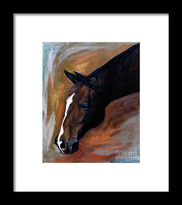 Horse Framed Print featuring the painting horse - Apple copper by Go Van Kampen