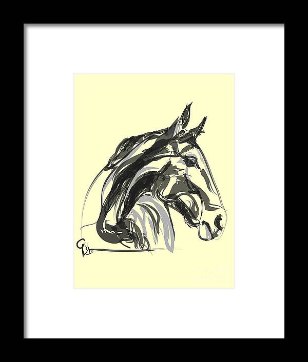 Horse Portrait Framed Print featuring the painting horse - Apple digital by Go Van Kampen