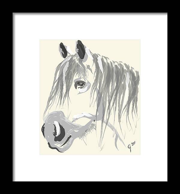 Big Horse Framed Print featuring the painting Horse- Big Jack by Go Van Kampen