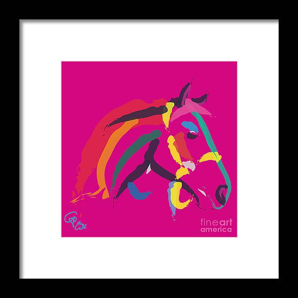 Horse Portrait Framed Print featuring the painting Horse - Colour me strong by Go Van Kampen