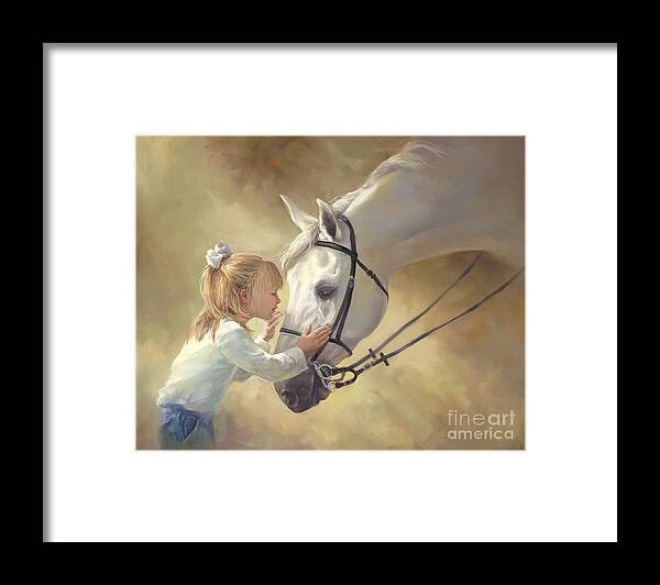 Horse Framed Print featuring the painting Horse Kisses by Laurie Snow Hein