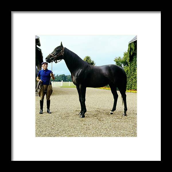 #condenastvoguephotograph Framed Print featuring the photograph Horse Trainer And Thoroughbred In Normandy by Henry Clarke