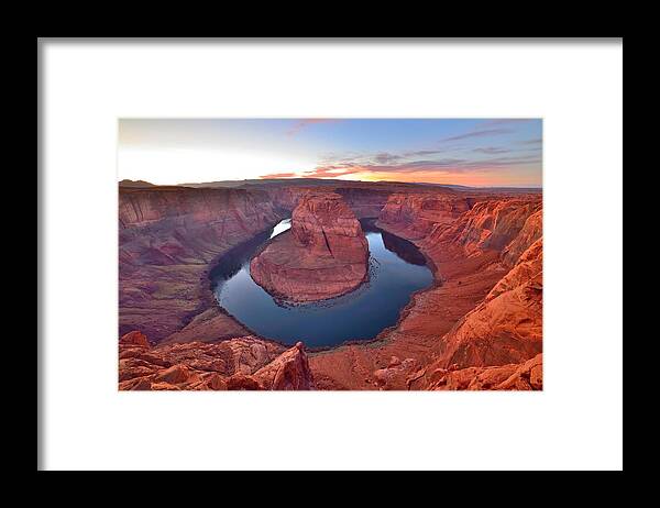 Scenics Framed Print featuring the photograph Horseshoe Bend At Sunset by R9 ronaldo