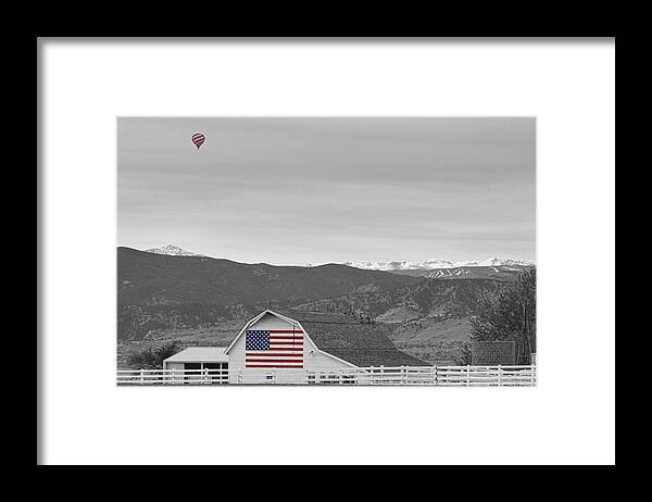 'hot Air Balloon' Framed Print featuring the photograph Hot Air Balloon Boulder Flag Barn and Eldora BWSC by James BO Insogna