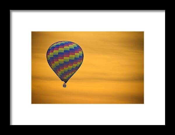 'hot Air Balloon' Framed Print featuring the photograph Hot Air Balloon Golden Flight by James BO Insogna