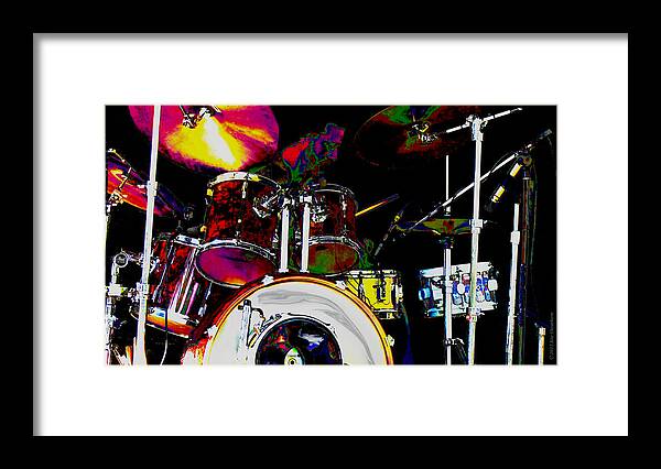 Drum Set And Drummer Framed Print featuring the photograph Hot Licks Drummer by Kae Cheatham