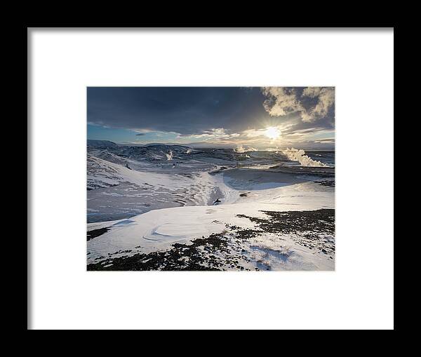 Bjarnaflag Framed Print featuring the photograph Hot Steam Rising From The Geothermal by Martin Zwick