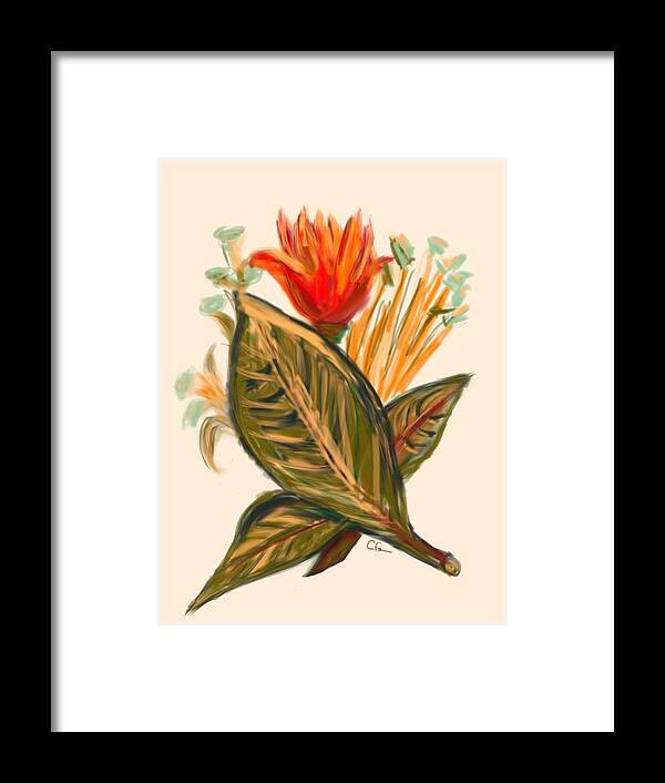 Floral Framed Print featuring the digital art Hot Tulip Spring by Christine Fournier