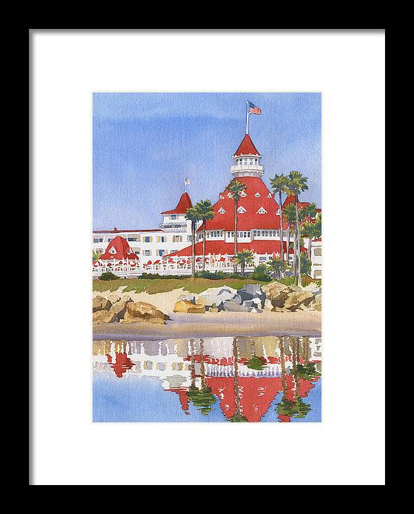 Coronado Framed Print featuring the painting Hotel Del Coronado Reflected by Mary Helmreich