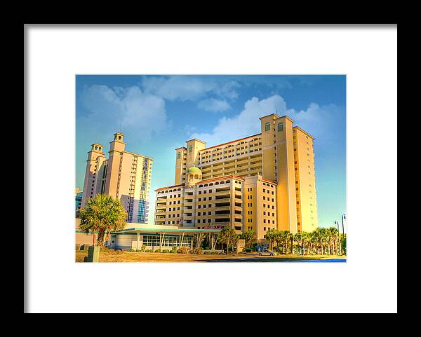 Architecture Framed Print featuring the photograph Hotel In Downtown Myrtle Beach by Kathy Baccari
