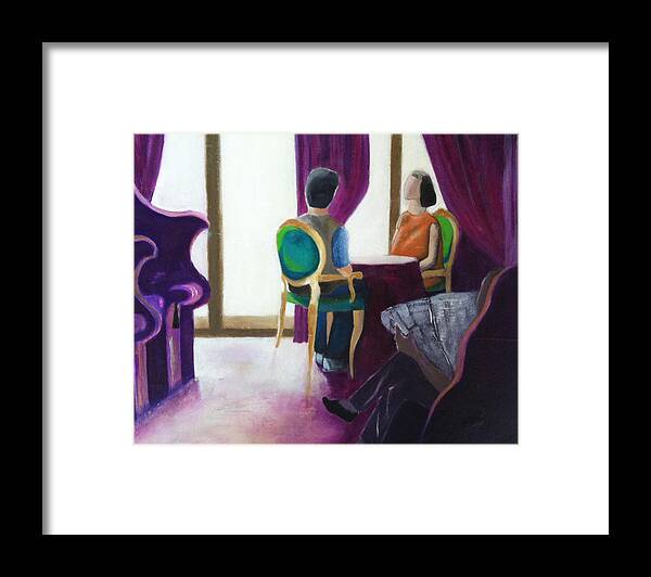 Purple Framed Print featuring the painting Hotel Lounge Venice Italy by Elizabeth Bogard