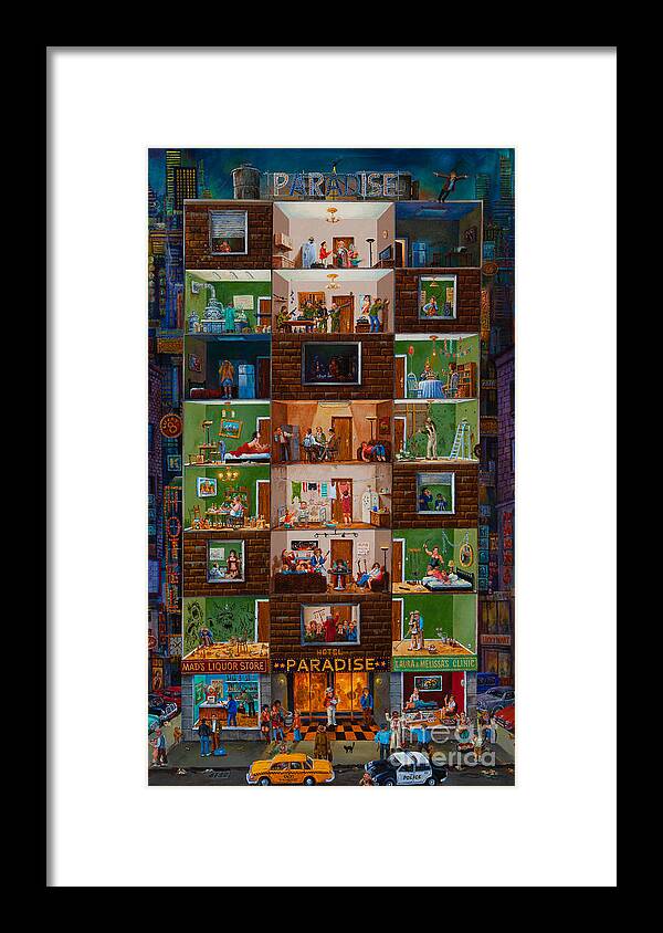 Colorful Framed Print featuring the painting Hotel Paradise by Igor Postash