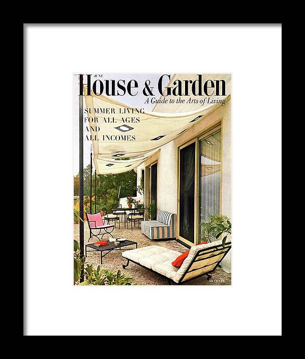 House And Garden Framed Print featuring the photograph House And Garden Cover Of A Furnished Patio by Julius Shulman