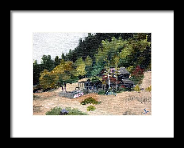 Landscape Framed Print featuring the painting House at Needlerock by Sarah Lynch