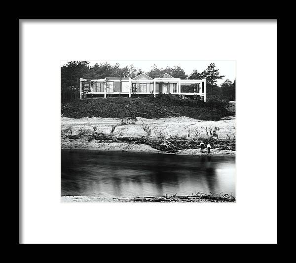 Architecture Framed Print featuring the photograph House With Glass Gabled Roofs Near A Beach by Robert M. Damora