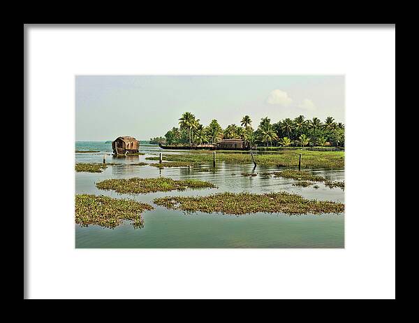 Tranquility Framed Print featuring the photograph Houseboat Sailing On The Backwaters by Dave Stamboulis Travel Photography