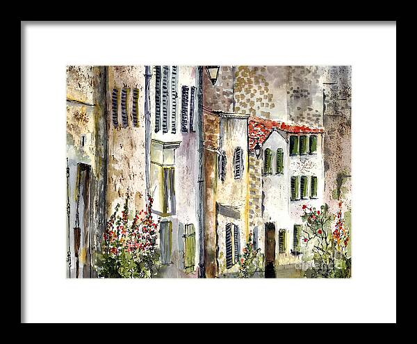 France Framed Print featuring the painting Houses in La Rochelle France by Ginette Callaway