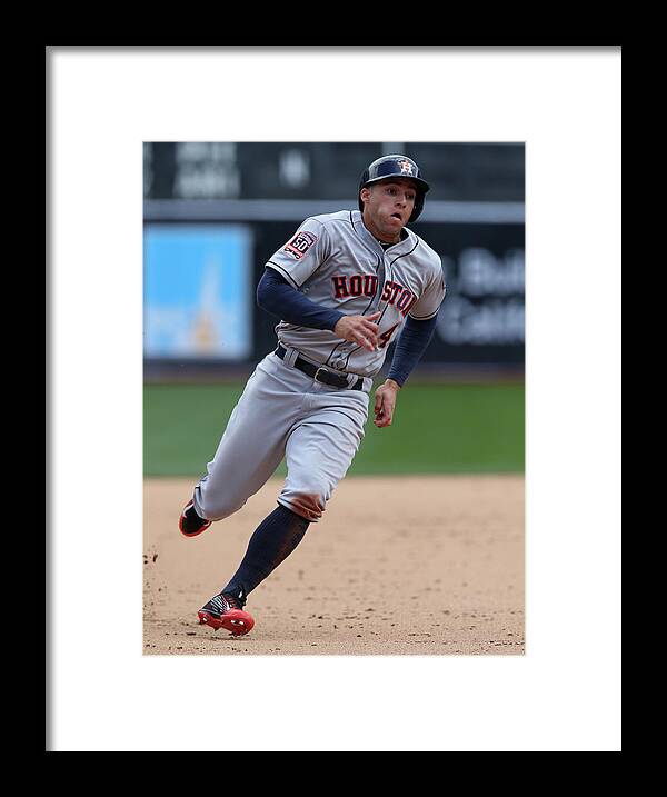 People Framed Print featuring the photograph Houston Astros V. Oakland Athletics by Brad Mangin