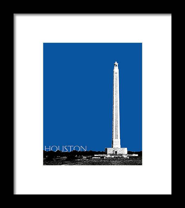 Architecture Framed Print featuring the digital art Houston San Jacinto Monument - Royal Blue by DB Artist