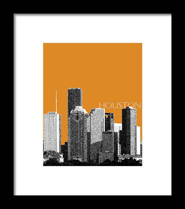 Architecture Framed Print featuring the digital art Houston Skyline - Dark Orange by DB Artist